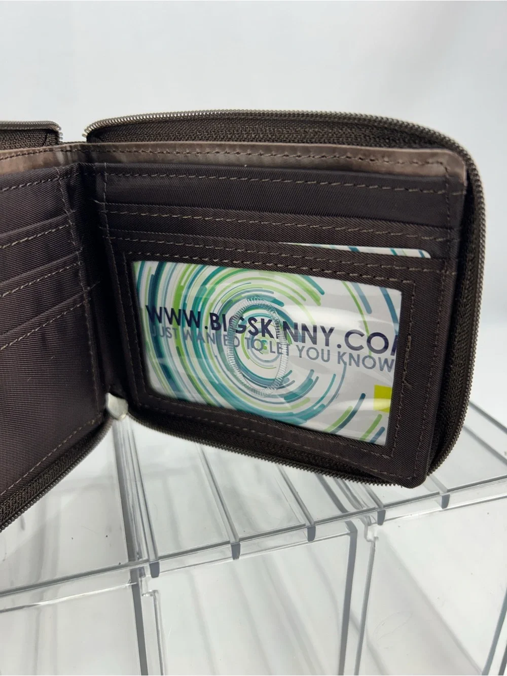 Big Skinny Brown Zip Wallet
